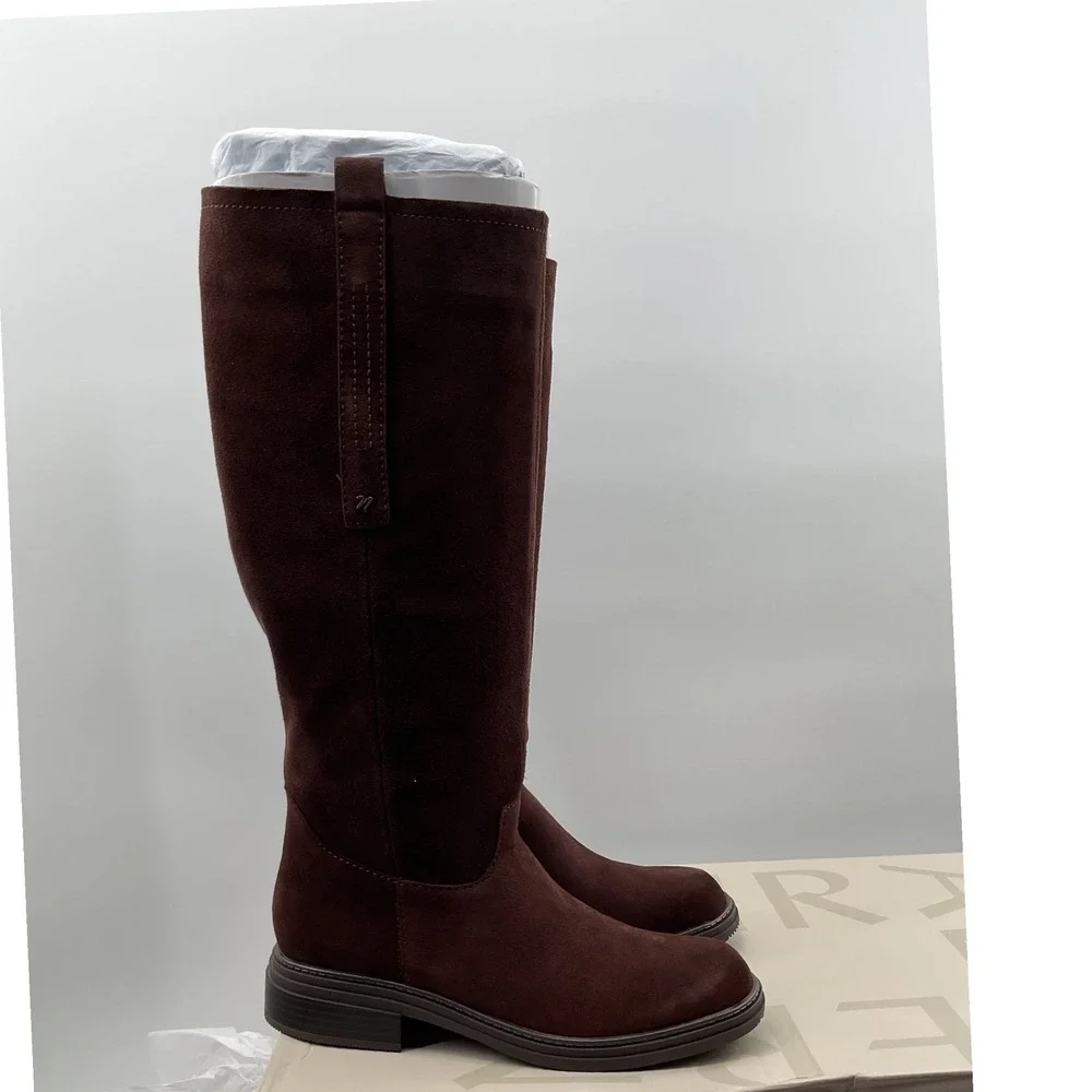 Naturalizer Ontime Brown Suede Tall Knee High Boots Womens 8.5M Low Block Heel